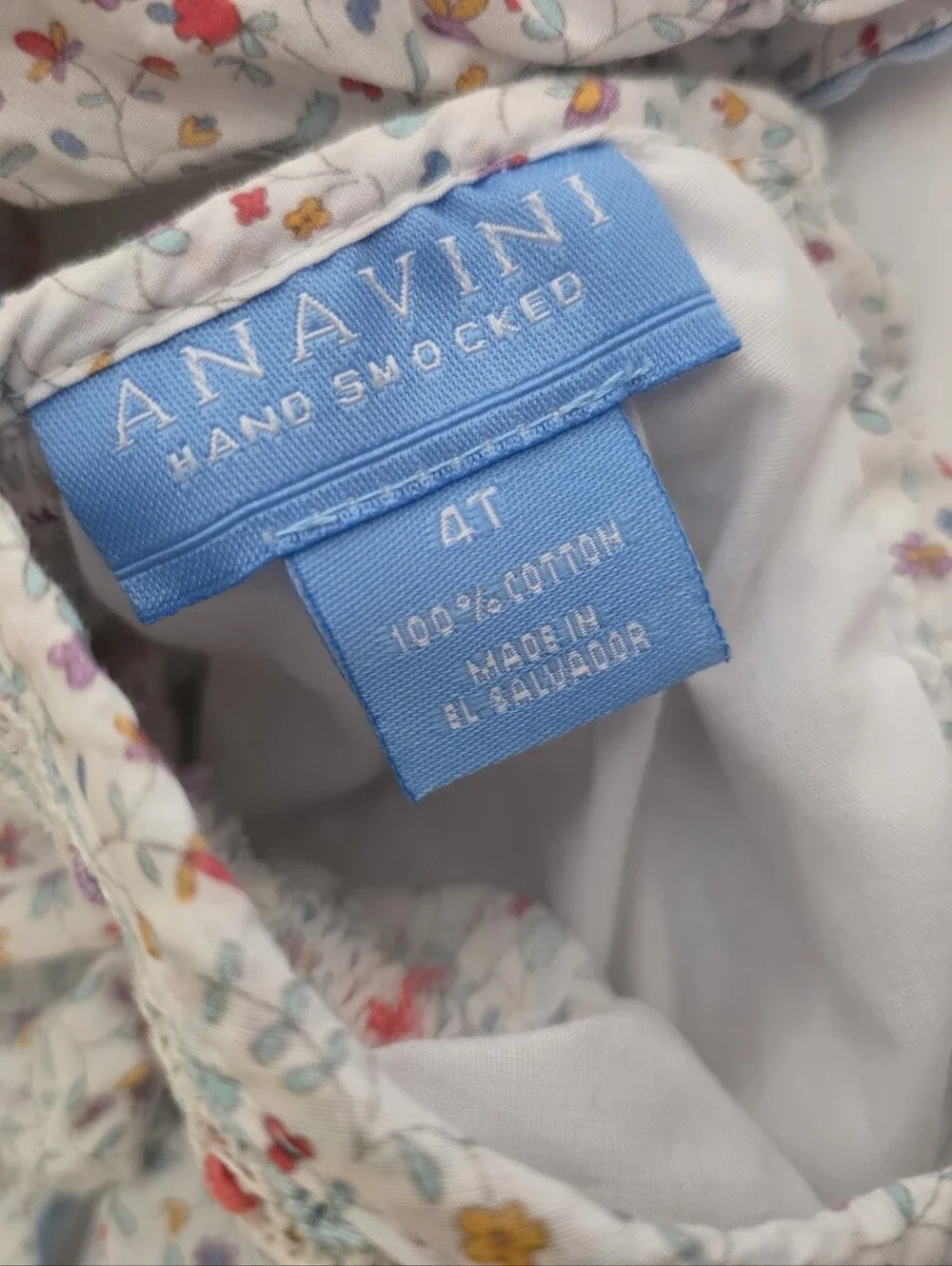 Anavini 4t White Floral Smocked Outfit Set